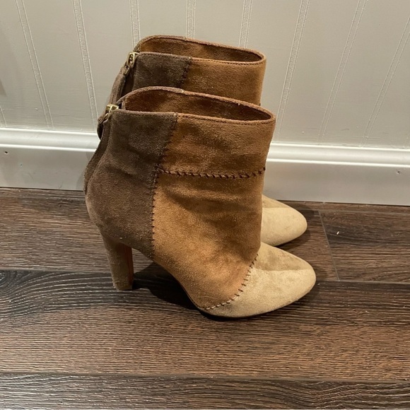 Joie Briona Suede Patchwork Heels in Chestnut Multi 38/8 - Picture 3 of 9